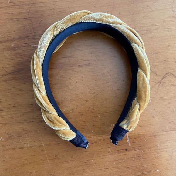 NWOT! Black & Mustard Yellow Twisted Velvet Headbands (SET OF 2!) - Picture 7 of 10